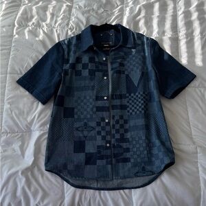 Louis Vuitton Blue Patterned Short Sleeve Shirt